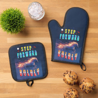Ensemble De Gant De Cuisine Et De Manique Avancer avec audace