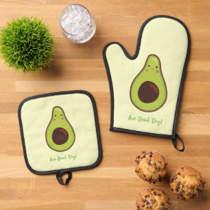 Ensemble De Gant De Cuisine Et De Manique Avo Good Day Punny Avocado