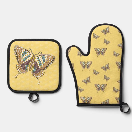 Ensemble De Gant De Cuisine Et De Manique Aztec Swallowtail (Recto)