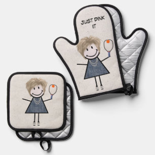 Ensemble De Gant De Cuisine Et De Manique Baguette Figure Avec Pickleball Paddle
