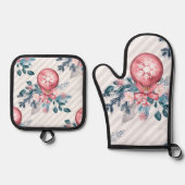 Ensemble De Gant De Cuisine Et De Manique Balle de Noël rose (Recto)