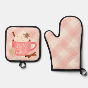 Ensemble De Gant De Cuisine Et De Manique Bébé il fait froid dehors Mitten de four et protèg