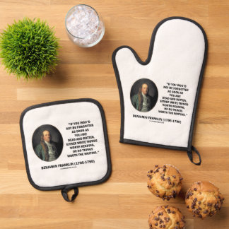 Ensemble De Gant De Cuisine Et De Manique Benjamin Franklin Ne Pas être Oublié Lecture Écrit