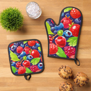 Ensemble De Gant De Cuisine Et De Manique Berry Medley