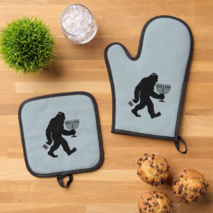 Ensemble De Gant De Cuisine Et De Manique Bigfoot juif Hanukkah Chanukah Humour Hilarant