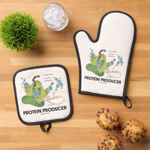 Ensemble De Gant De Cuisine Et De Manique Biologie des producteurs de protéines Humour de sy