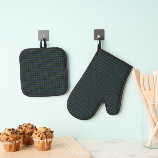 Ensemble De Gant De Cuisine Et De Manique Black Watch Ancien Tartan écossais (In situ (suspendu))