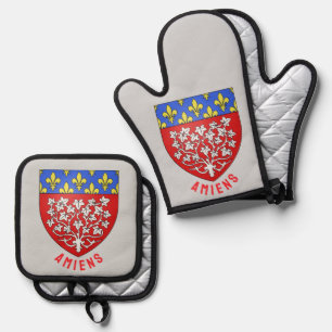 Ensemble De Gant De Cuisine Et De Manique Blason d'Amiens, France
