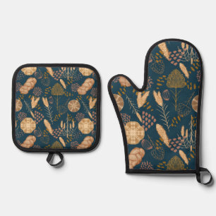 Ensemble De Gant De Cuisine Et De Manique Bliss de boulangerie : Pain et orge d'art, Turquoi