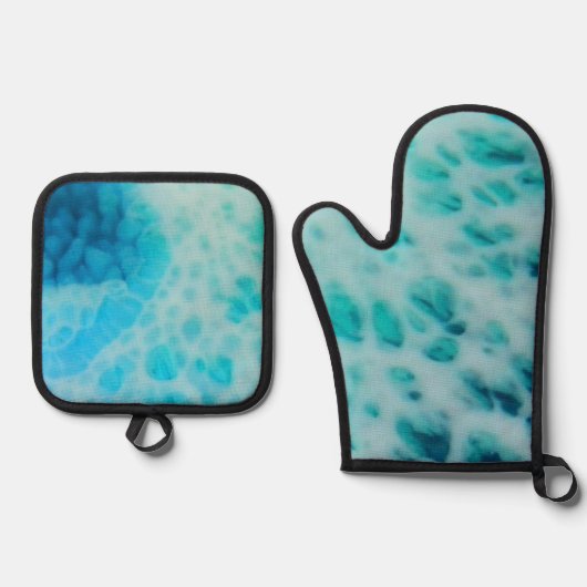 Ensemble De Gant De Cuisine Et De Manique Blue Crush - Abstract Coastal Artwork  (Recto)