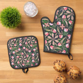 Ensemble De Gant De Cuisine Et De Manique Blushpetal Grosbeak  (De haut en bas)