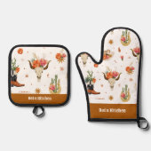 Ensemble De Gant De Cuisine Et De Manique Boho occidental (Recto)