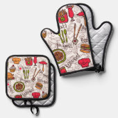Ensemble De Gant De Cuisine Et De Manique Bon Appétit (Recto/Verso)