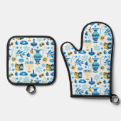 Ensemble De Gant De Cuisine Et De Manique Bonne Hanoukka (Recto)