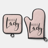 Ensemble De Gant De Cuisine Et De Manique Boss Lady Logo Kitchenware Idée cadeau (Recto)