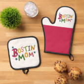 Ensemble De Gant De Cuisine Et De Manique Bostin Papa Pays Noir (De haut en bas)