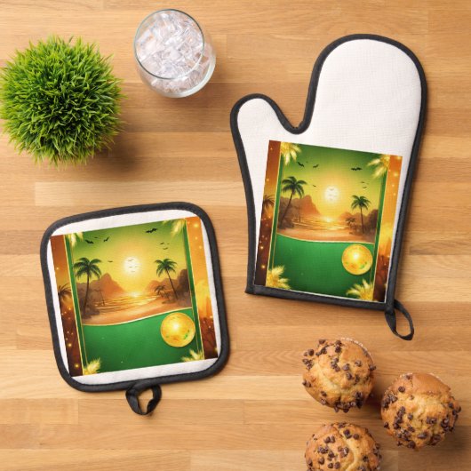 Ensemble De Gant De Cuisine Et De Manique Bouclier d'argent bouilli four Mitt (De haut en bas)