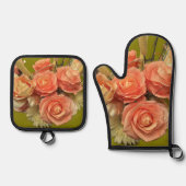 Ensemble De Gant De Cuisine Et De Manique "Bouquet" (Recto)