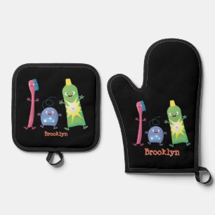 Ensemble De Gant De Cuisine Et De Manique Brosse à dents mignonne dentifrice dentaire soie d