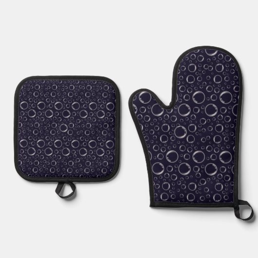 Ensemble De Gant De Cuisine Et De Manique Bubbles (Recto)
