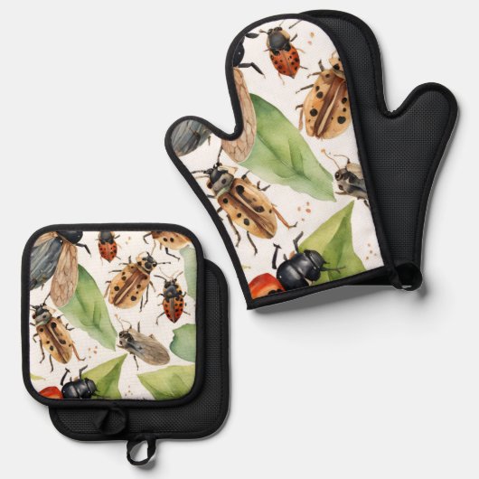 Ensemble De Gant De Cuisine Et De Manique Bugs (Recto/Verso)