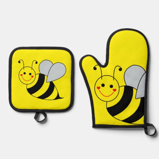 Ensemble De Gant De Cuisine Et De Manique Bumble Bee (Recto)