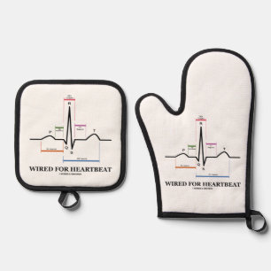 Ensemble De Gant De Cuisine Et De Manique Câblé Pour Le Rythme De Sinus ECG/EKG Heartbeat