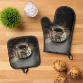 Ensemble De Gant De Cuisine Et De Manique Café (De haut en bas)