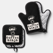 Ensemble De Gant De Cuisine Et De Manique Café Ninja (Recto/Verso)