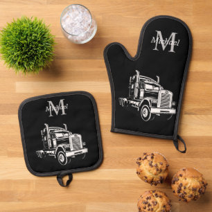 Ensemble De Gant De Cuisine Et De Manique Camion Cool de transport semi-routier Monogramme B