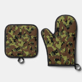 Ensemble De Gant De Cuisine Et De Manique Camo Vert (Recto)