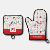 Ensemble De Gant De Cuisine Et De Manique Canada | Motif de symboles (Recto)