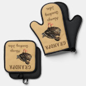 Ensemble De Gant De Cuisine Et De Manique Canard (Recto/Verso)