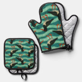 Ensemble De Gant De Cuisine Et De Manique Capteur d'huîtres (Recto/Verso)