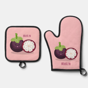 Ensemble De Gant De Cuisine Et De Manique Caricature mignonne mauve mangouste