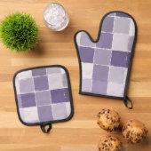 Ensemble De Gant De Cuisine Et De Manique Carrés violets (De haut en bas)