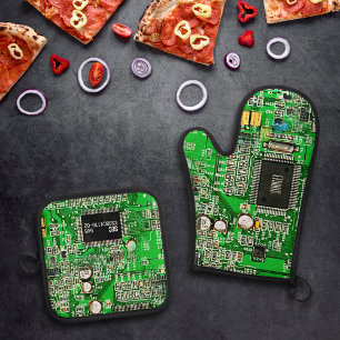 Ensemble De Gant De Cuisine Et De Manique Carte de circuit imprimé personnalisable - Green G