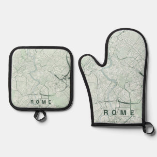 Ensemble De Gant De Cuisine Et De Manique Carte de Rome Italie Design Minimaliste