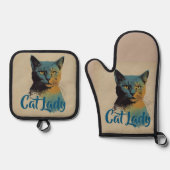 Ensemble De Gant De Cuisine Et De Manique Cat Lady Four Mitt & Pot (Recto)
