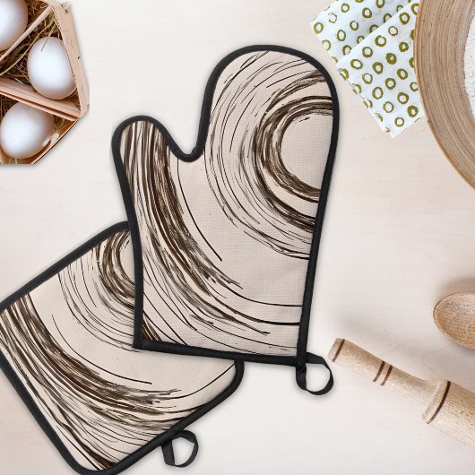 Ensemble De Gant De Cuisine Et De Manique Cercles Boho Chic