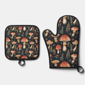 Ensemble De Gant De Cuisine Et De Manique Champignon de la Forêt Magique