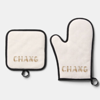 Ensemble De Gant De Cuisine Et De Manique Chang Hmong Nom Nom Plaid Beige