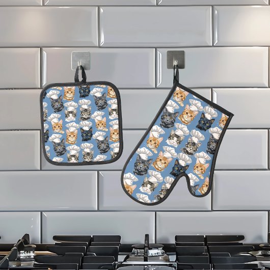 Ensemble De Gant De Cuisine Et De Manique Chat Chefs Cuisine Motif