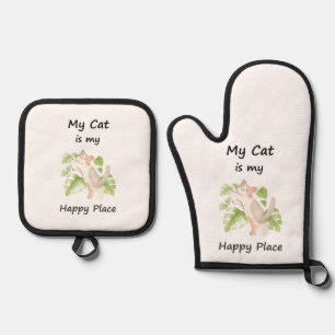 Ensemble De Gant De Cuisine Et De Manique Chat Whimsical