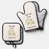 Ensemble De Gant De Cuisine Et De Manique Chat Whimsical (Recto/Verso)