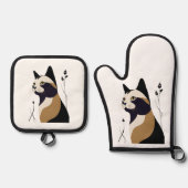 Ensemble De Gant De Cuisine Et De Manique Chat Whimsical (Recto)
