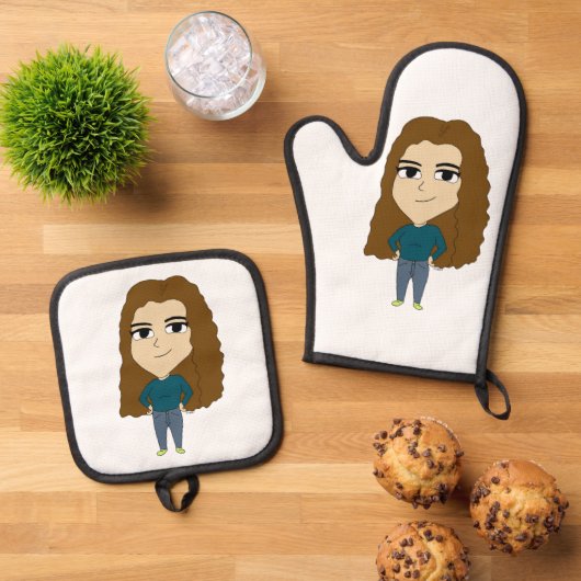 Ensemble De Gant De Cuisine Et De Manique chibi (De haut en bas)