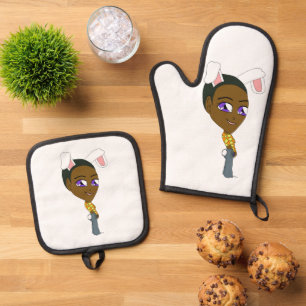 Ensemble De Gant De Cuisine Et De Manique chibi bunnygirl