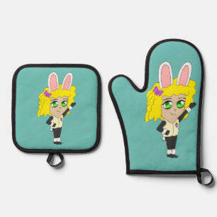 Ensemble De Gant De Cuisine Et De Manique chibi bunnygirl