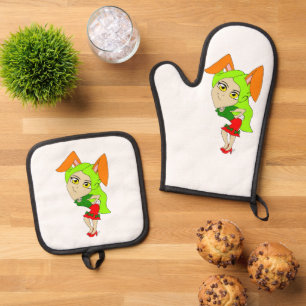 Ensemble De Gant De Cuisine Et De Manique chibi bunnygirl